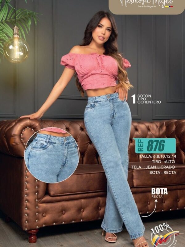 Jean push up para mujer tipo ochentero de bota recta