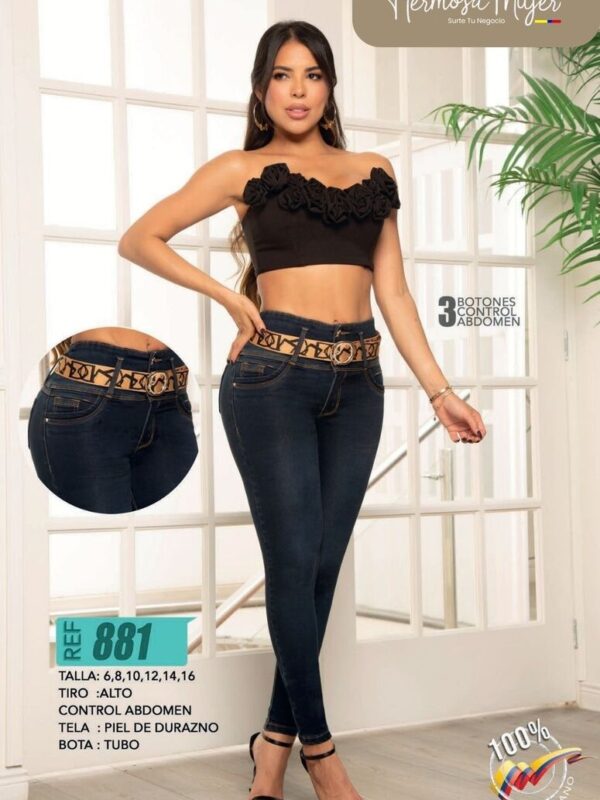 Jean push up skinny fit en tela piel de durazno