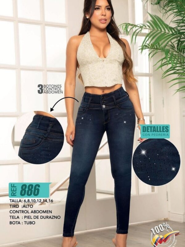 Jean push up skinny fit con detalles en pedreria tipo estrellas