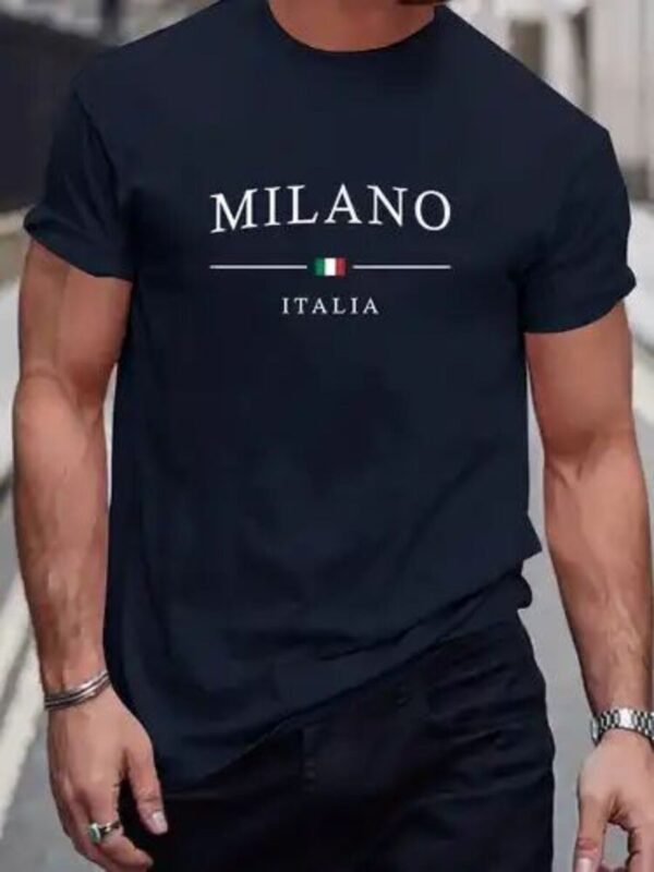 Camiseta con estampado de letras "milano" para hombre