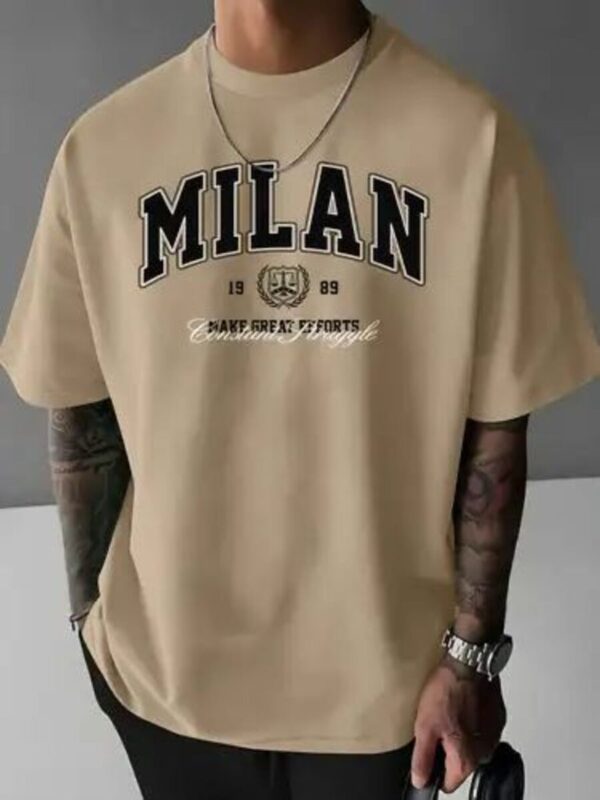 Camiseta Estilo Retro con letras "milan" para hombre