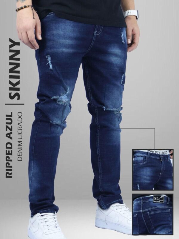 Jean skinny fit para hombre mezclilla con efecto desgaste