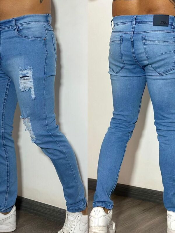 Jean clasico para hombre skinny fit con efecto de desgaste