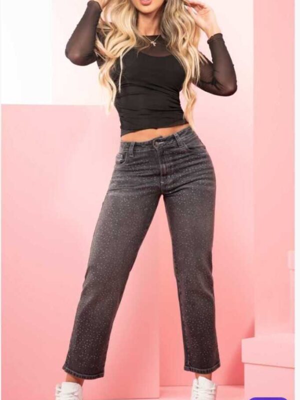 Jean Push-Up bota recta con brillitos