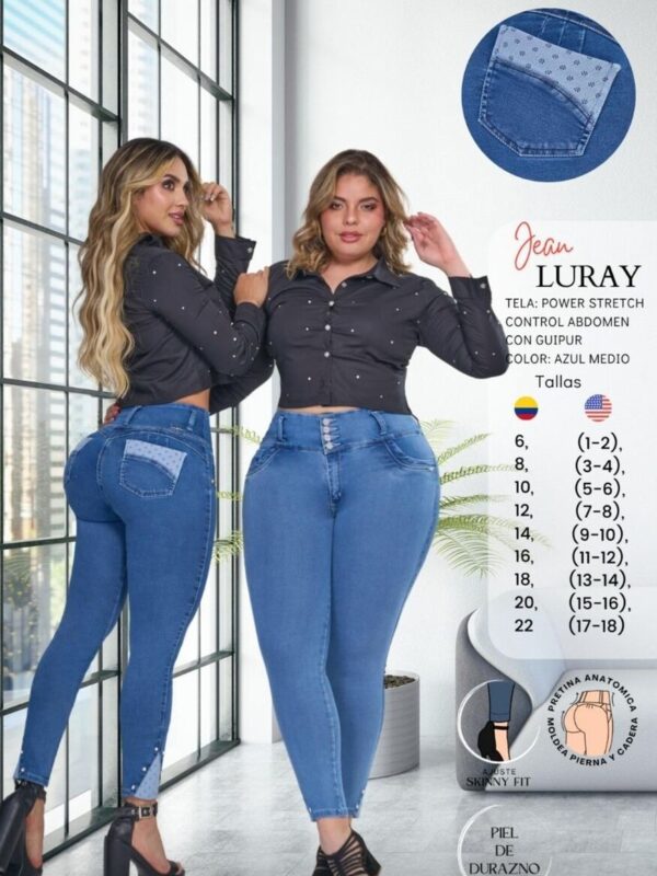 Jean skinny fit para mujer con control de abdomen de 4 botones