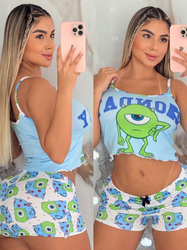 Pijama short y crop-top para mujer