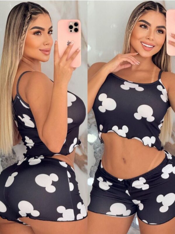 Pijama short con camiseta corta en estampado